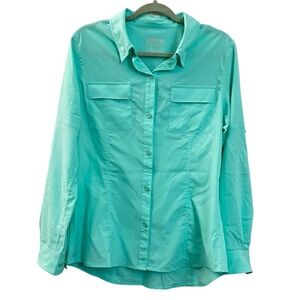 Reel Legends Performance Outfitters Adventure Button Up Top Long Sleeve Teal